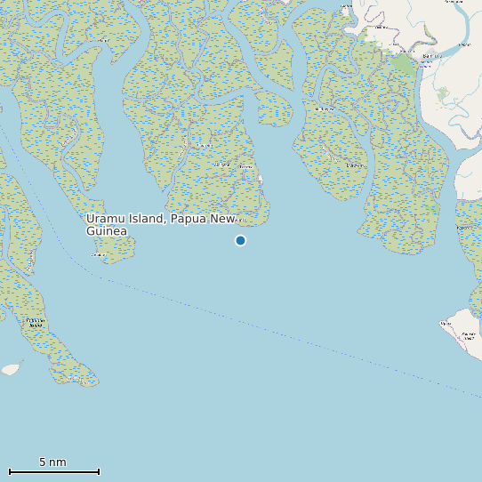 Map of Uramu Island, Papua New Guinea Tide Prediction Station
