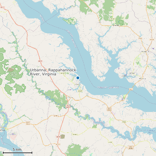 Map of Urbanna, Rappahannock River, Virginia Tide Prediction Station