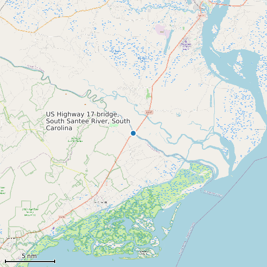Map of US Highway 17 bridge, South Santee River, South Carolina Tide Prediction Station