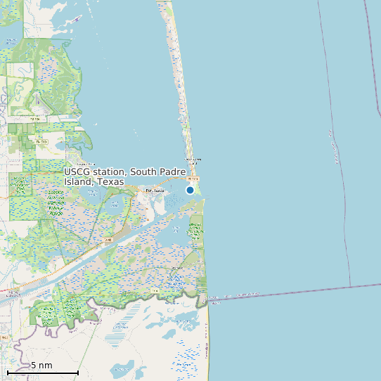 Map of USCG station, South Padre Island, Texas Tide Prediction Station