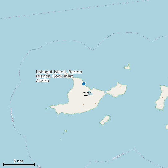 Map of Ushagat Island, Barren Islands, Cook Inlet, Alaska Tide Prediction Station