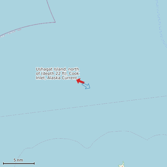 Map of Ushagat Island, north of (depth 22 ft), Cook Inlet, Alaska Current Prediction Station