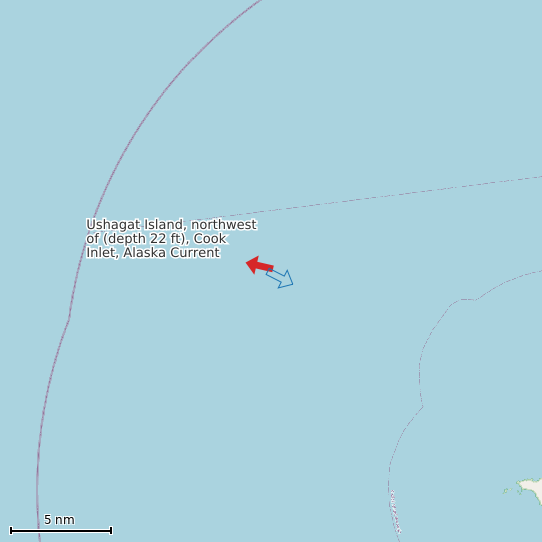 Map of Ushagat Island, northwest of (depth 22 ft), Cook Inlet, Alaska Current Prediction Station