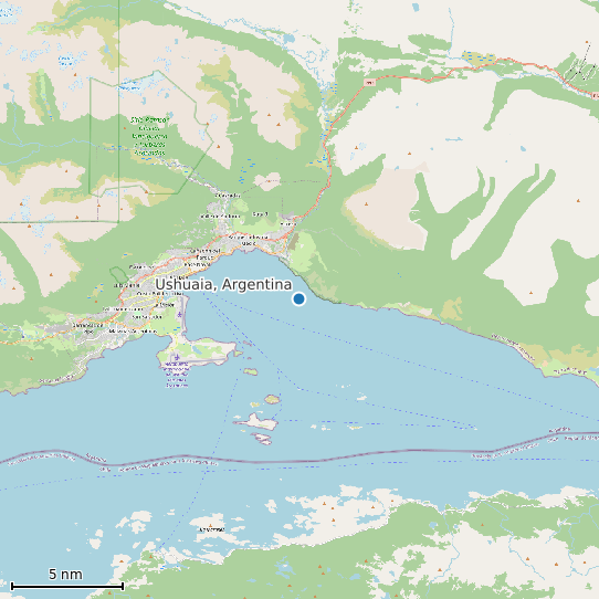 Map of Ushuaia, Argentina Tide Prediction Station