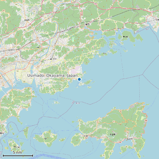Map of Usimado, Okayama, Japan Tide Prediction Station
