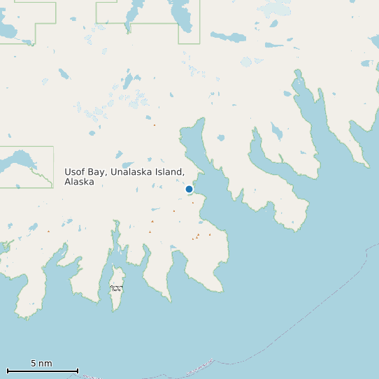 Map of Usof Bay, Unalaska Island, Alaska Tide Prediction Station
