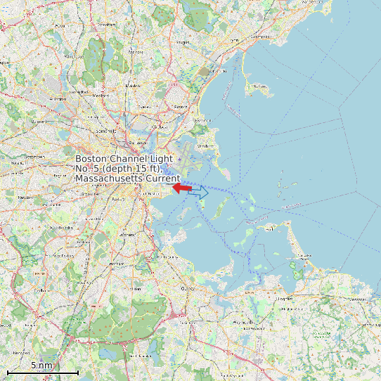 Map of Boston Channel Light No. 5 (depth 15 ft), Massachusetts Current Prediction Station