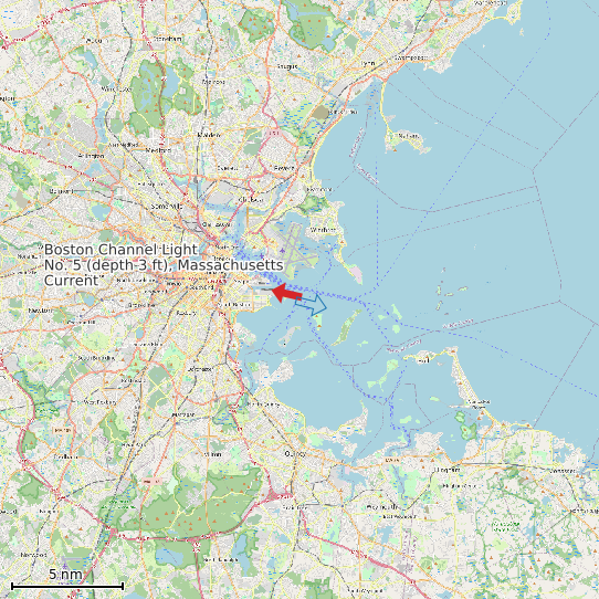 Map of Boston Channel Light No. 5 (depth 3 ft), Massachusetts Current Prediction Station
