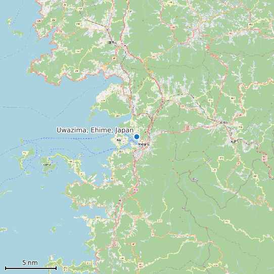 Map of Uwazima, Ehime, Japan Tide Prediction Station