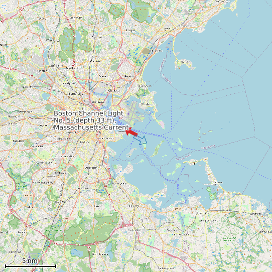 Map of Boston Channel Light No. 5 (depth 33 ft), Massachusetts Current Prediction Station