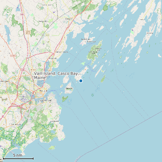 Map of Vaill Island, Casco Bay, Maine Tide Prediction Station
