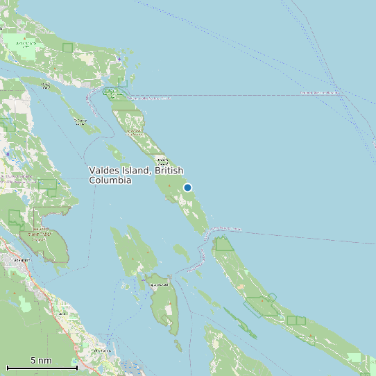 Map of Valdes Island, British Columbia Tide Prediction Station
