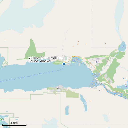 Map of Valdez, Prince William Sound, Alaska Tide Prediction Station