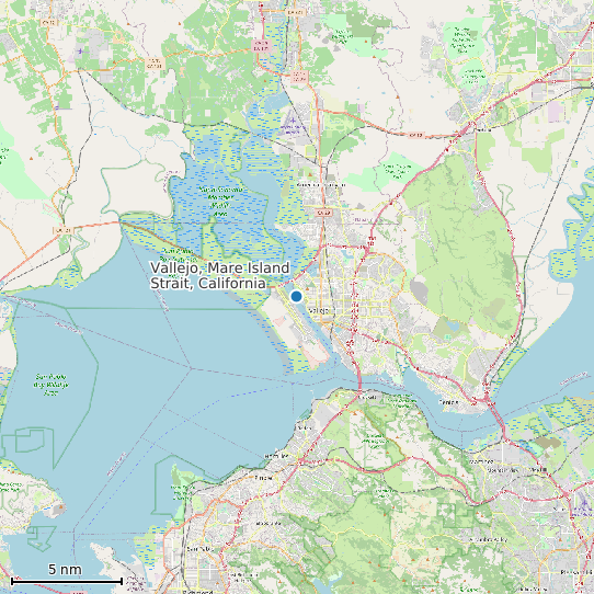 Map of Vallejo, Mare Island Strait, California Tide Prediction Station