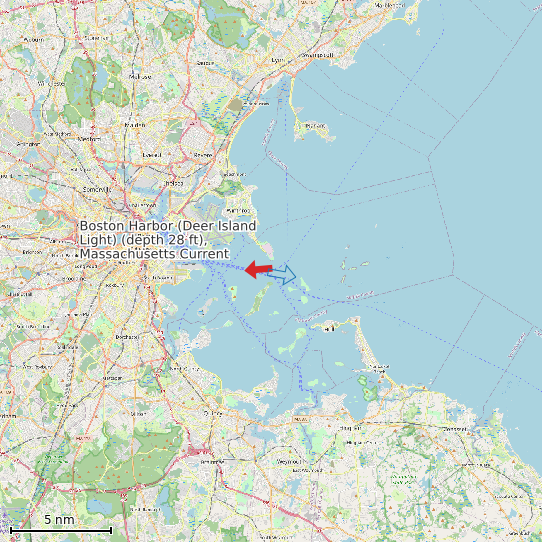 Map of Boston Harbor (Deer Island Light) (depth 28 ft), Massachusetts Current Prediction Station
