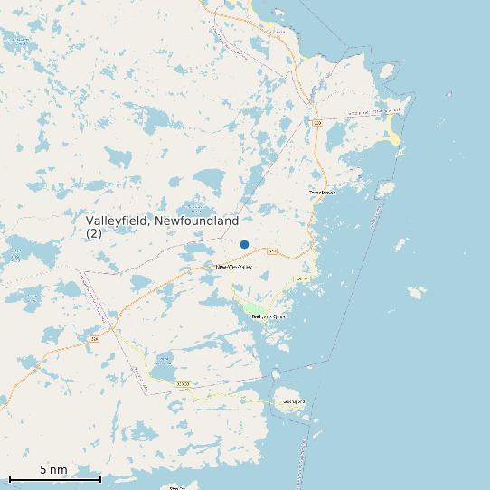 Map of Valleyfield, Newfoundland (2) Tide Prediction Station