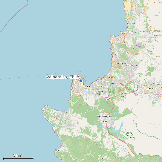 Map of Valparaiso, Chile Tide Prediction Station