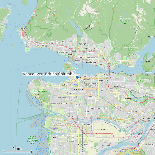Map of Vancouver, British Columbia Tide Prediction Station