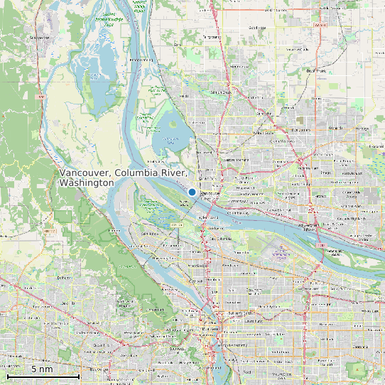 Map of Vancouver, Columbia River, Washington Tide Prediction Station