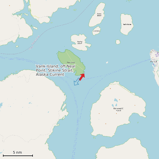 Map of Vank Island, off Neal Point, Stikine Strait, Alaska Current Prediction Station