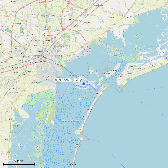 Map of Venezia, Italy Tide Prediction Station