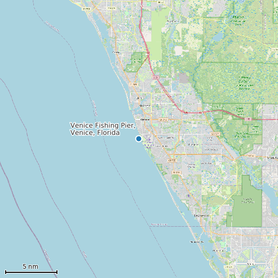Map of Venice Fishing Pier, Venice, Florida Tide Prediction Station