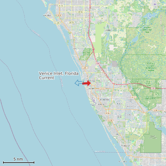 Map of Venice Inlet, Florida Current Prediction Station