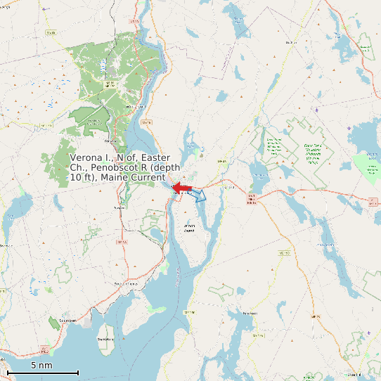 Map of Verona I., N of, Easter Ch., Penobscot R (depth 10 ft), Maine Current Prediction Station