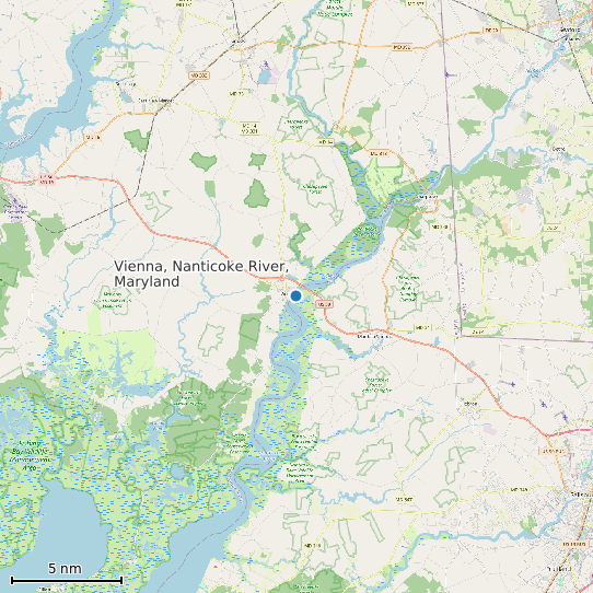 Map of Vienna, Nanticoke River, Maryland Tide Prediction Station