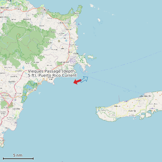 Map of Vieques Passage (depth 5 ft), Puerto Rico Current Prediction Station