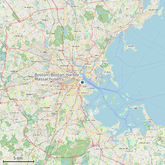 Map of Boston, Boston Harbor, Massachusetts Tide Prediction Station