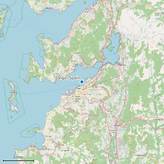 Map of Vigo, Spain Tide Prediction Station