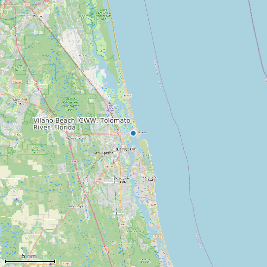 Map of Vilano Beach ICWW, Tolomato River, Florida Tide Prediction Station