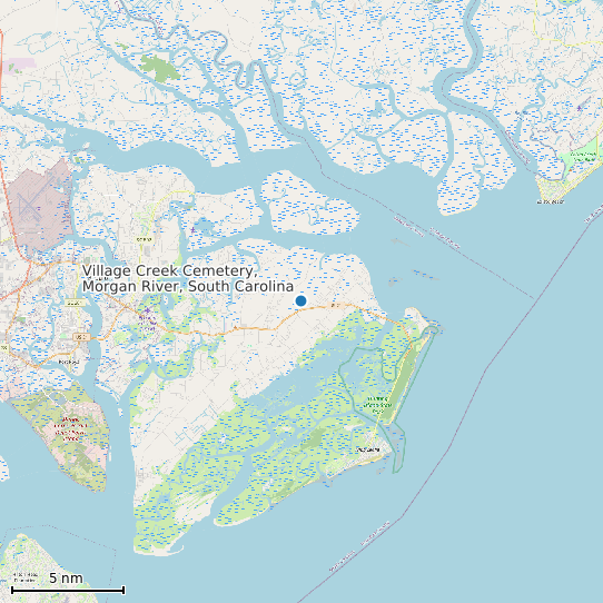 Map of Village Creek Cemetery, Morgan River, South Carolina Tide Prediction Station