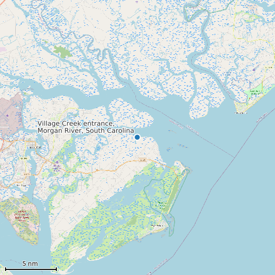 Map of Village Creek entrance, Morgan River, South Carolina Tide Prediction Station