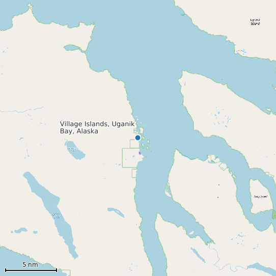 Map of Village Islands, Uganik Bay, Alaska Tide Prediction Station