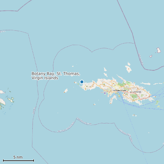 Map of Botany Bay, St. Thomas, Virgin Islands Tide Prediction Station