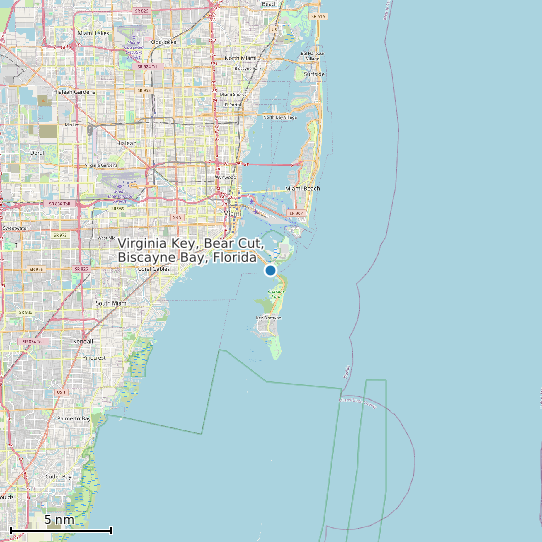 Map of Virginia Key, Bear Cut, Biscayne Bay, Florida Tide Prediction Station
