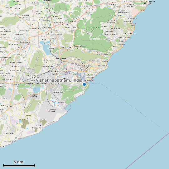 Map of Vishakhapatnam, India Tide Prediction Station