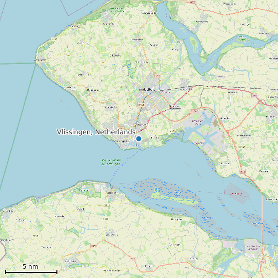 Map of Vlissingen, Netherlands Tide Prediction Station