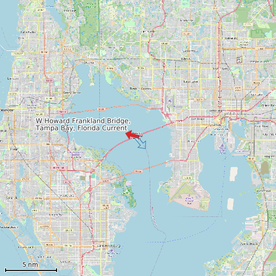 Map of W Howard Frankland Bridge, Tampa Bay, Florida Current Prediction Station