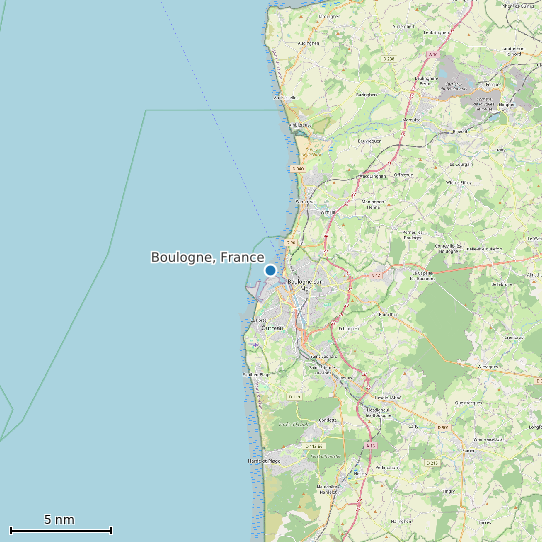 Map of Boulogne, France Tide Prediction Station