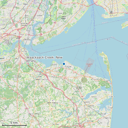 Map of Waackaack Creek, New Jersey Tide Prediction Station