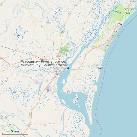 Map of Waccamaw River entrance, Winyah Bay, South Carolina Tide Prediction Station