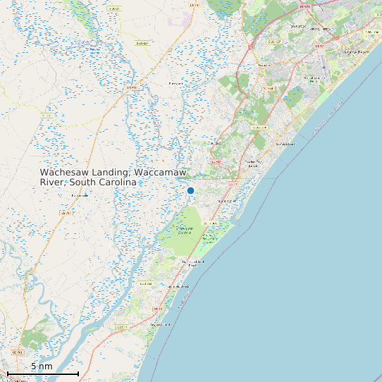 Map of Wachesaw Landing, Waccamaw River, South Carolina Tide Prediction Station