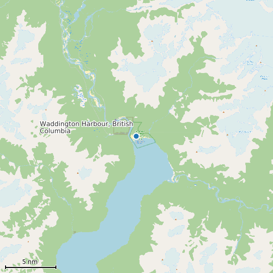 Map of Waddington Harbour, British Columbia Tide Prediction Station