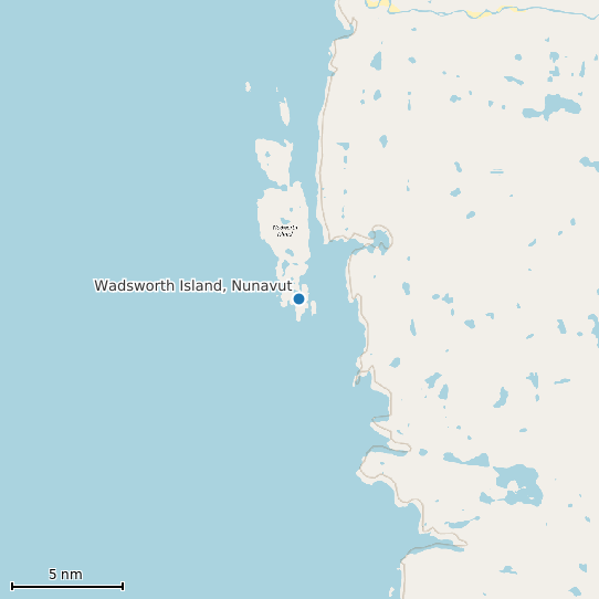 Map of Wadsworth Island, Nunavut Tide Prediction Station