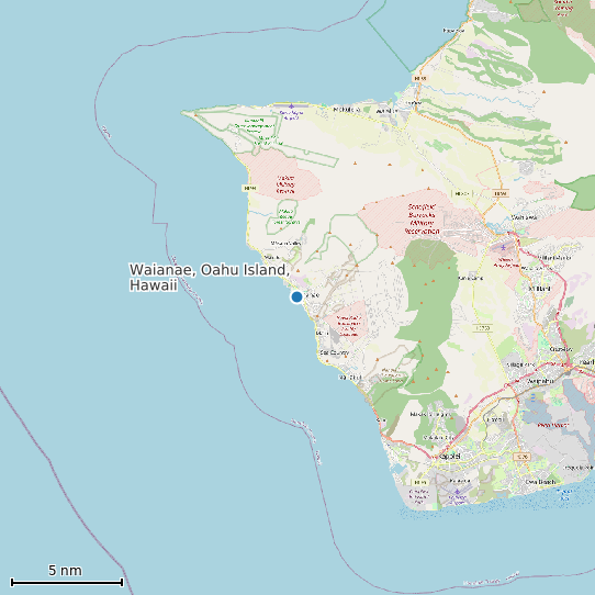 Map of Waianae, Oahu Island, Hawaii Tide Prediction Station