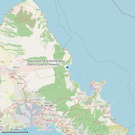 Map of Waikane, Kaneohe Bay, Oahu Island, Hawaii Tide Prediction Station