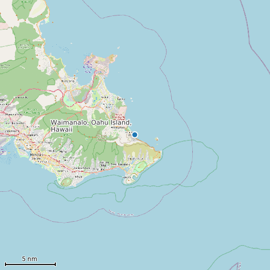 Map of Waimanalo, Oahu Island, Hawaii Tide Prediction Station